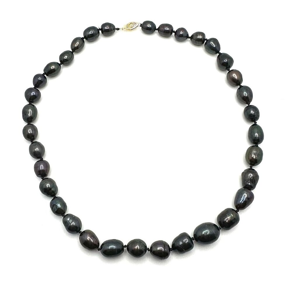 Imperial Pearls Freeform Cultured Black Pearl 14K Gold Beaded Necklace 19"